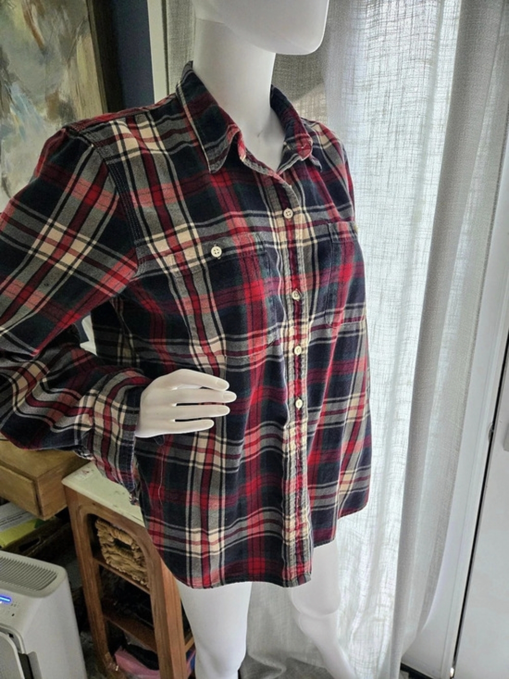 Lauren Jeans Co. Ralph Lauren Plaid Button Down in Red & Black XL Like New